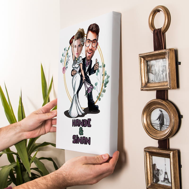 Nikah & Düğün Hatırası Karikatür Fotoğraf Baskılı Esprili ...