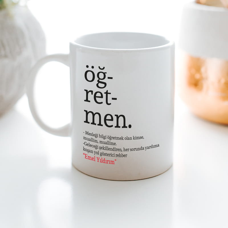 Öğretmen Kelime Anlamlı İsme Özel Kupa
