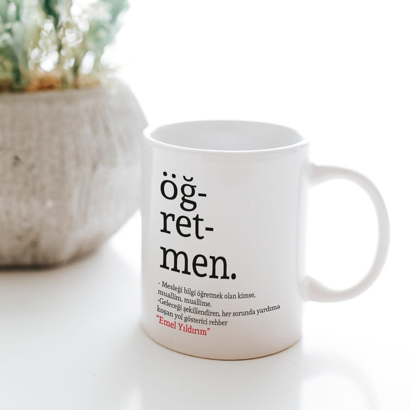Öğretmen Kelime Anlamlı İsme Özel Kupa