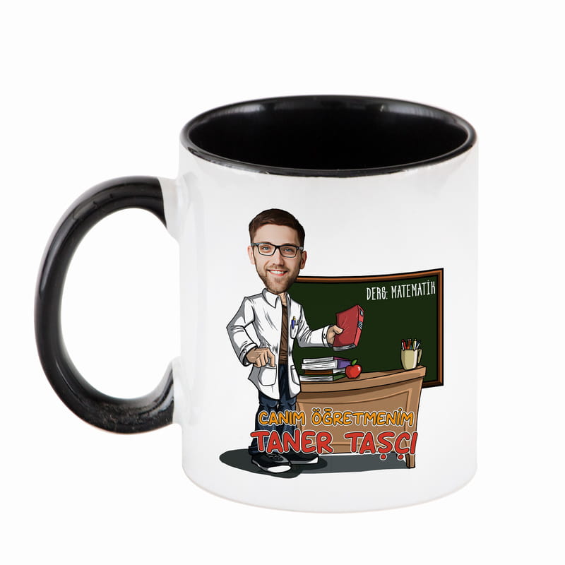 Öğretmenler Günü Hediyesi Karikatür Tasarımlı Renkli Kupa