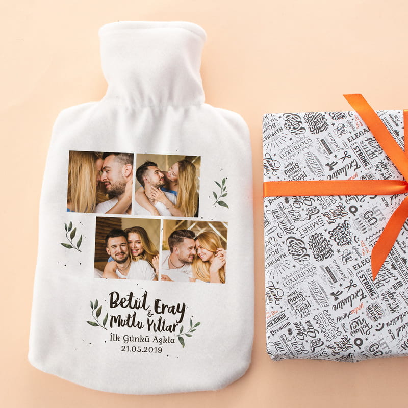 Sevgiliye Hediye Fotoğraf Baskılı Mesajlı Sıcak Su Torbası