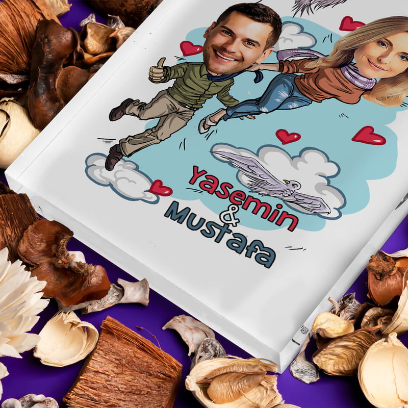Sevgiliye Hediye Karikatür Fotoğraf Baskılı Esprili Akrilik Çerçeve