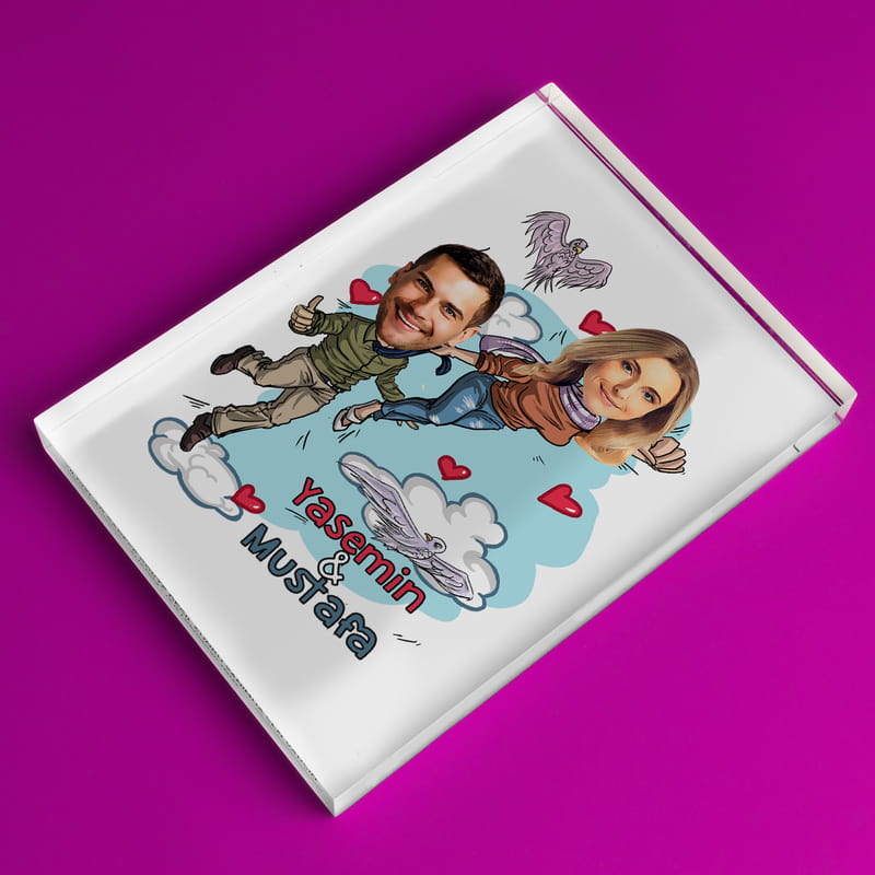 Sevgiliye Hediye Karikatür Fotoğraf Baskılı Esprili Akrilik Çerçeve