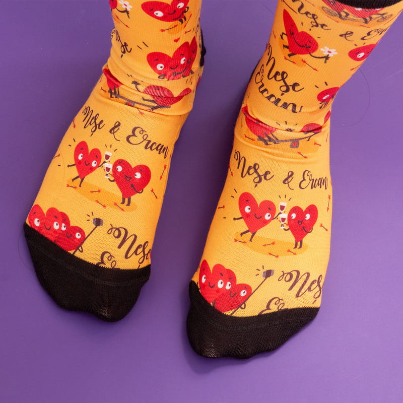 Sevgiliye Hediye Sevimli Kalpler Baskılı Esprili Çorap