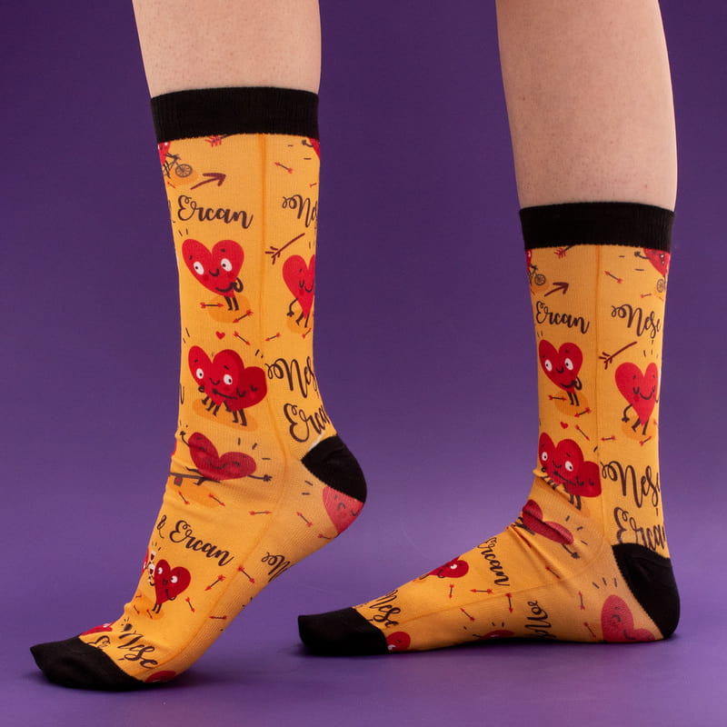 Sevgiliye Hediye Sevimli Kalpler Baskılı Esprili Çorap