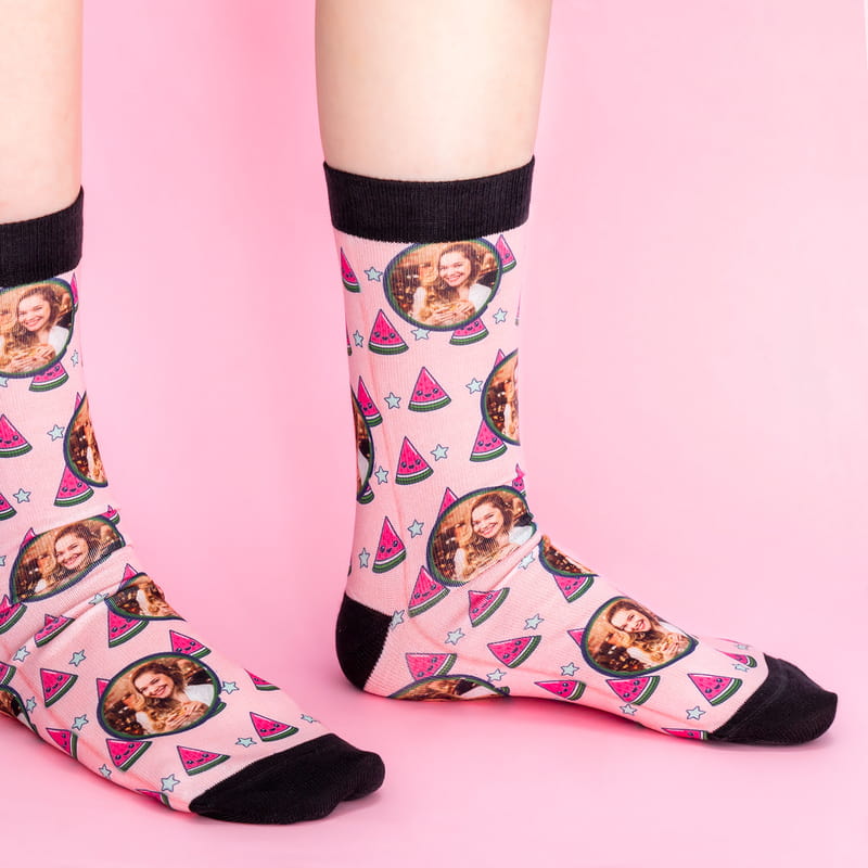 Sevimli Karpuz Tasarımlı Hediyelik Fotoğraflı Çorap