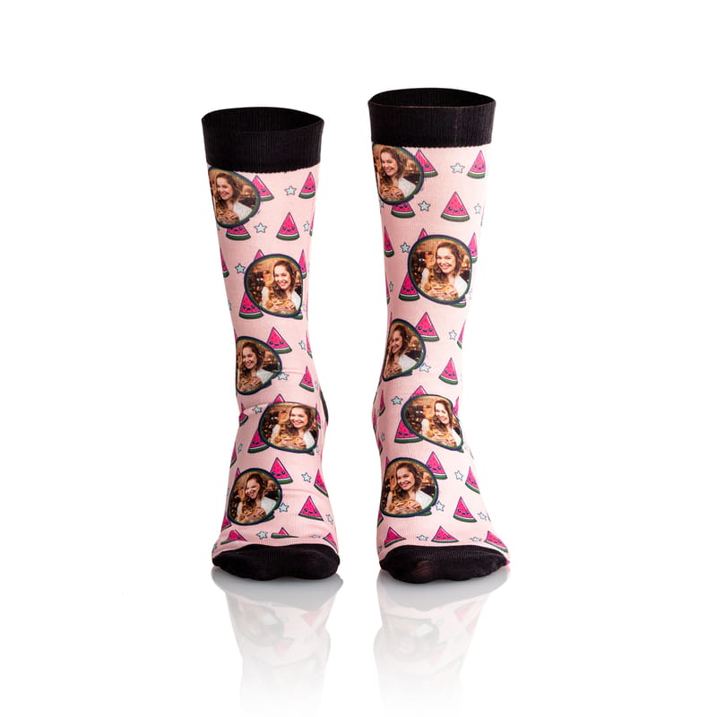 Sevimli Karpuz Tasarımlı Hediyelik Fotoğraflı Çorap