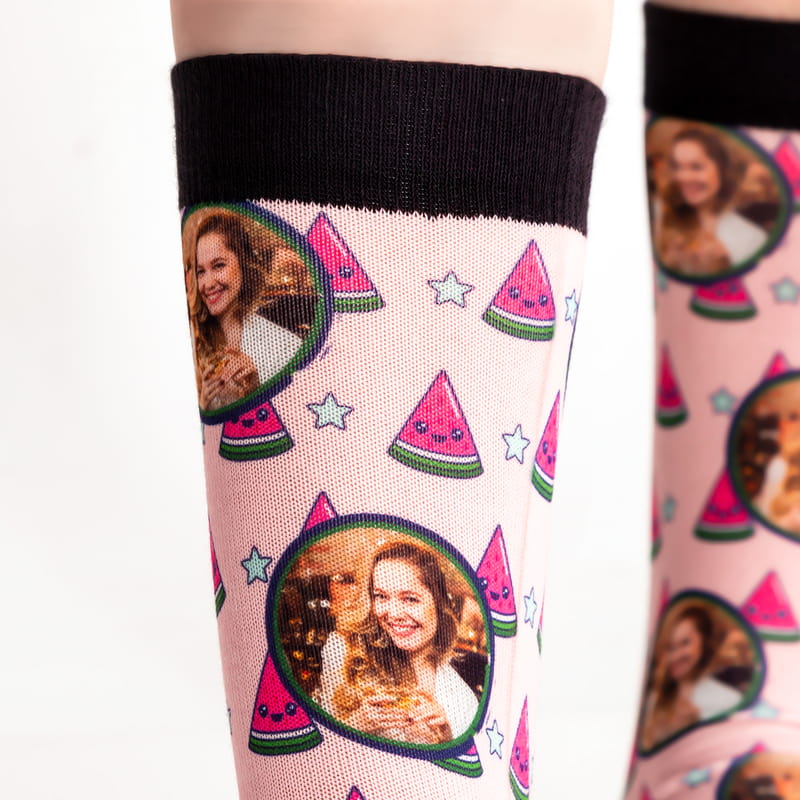 Sevimli Karpuz Tasarımlı Hediyelik Fotoğraflı Çorap