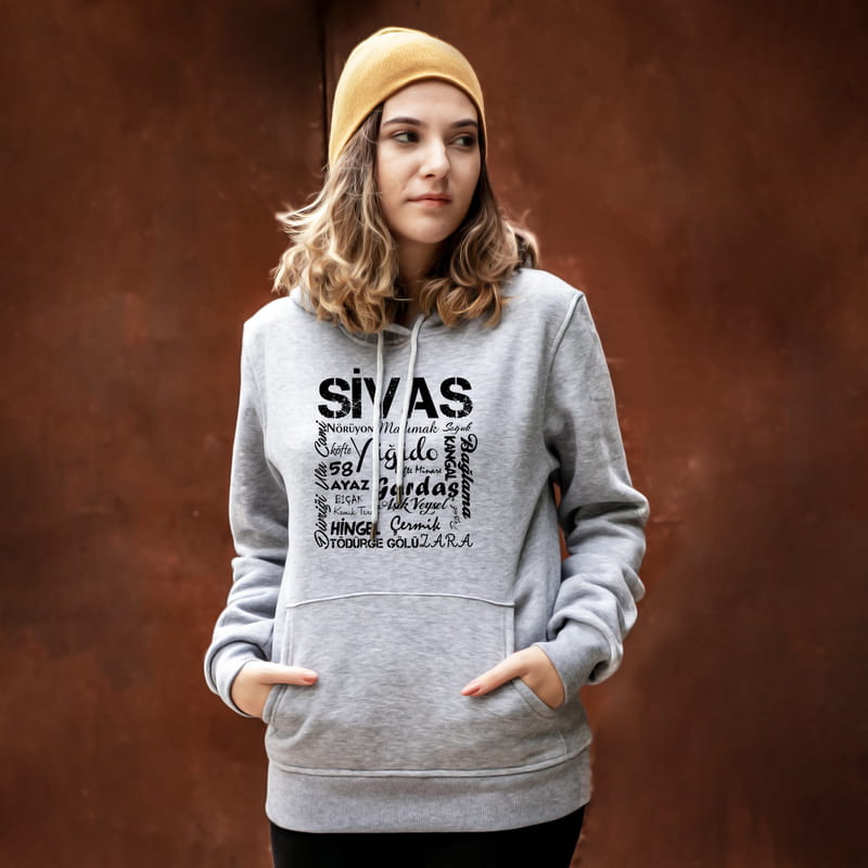 Sivas Şehrine Özel Hediye Kapşonlu Sweatshirt - %100 Pamuklu Kumaş