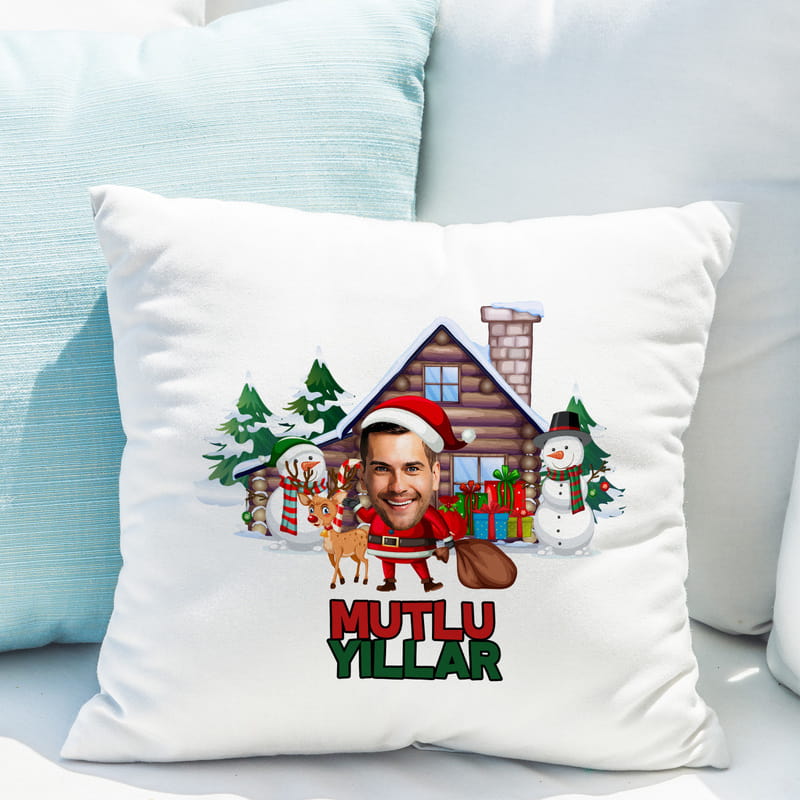 Yeni Yıl Hediyesi Kişiye Özel Karikatür Tasarımlı Yastık