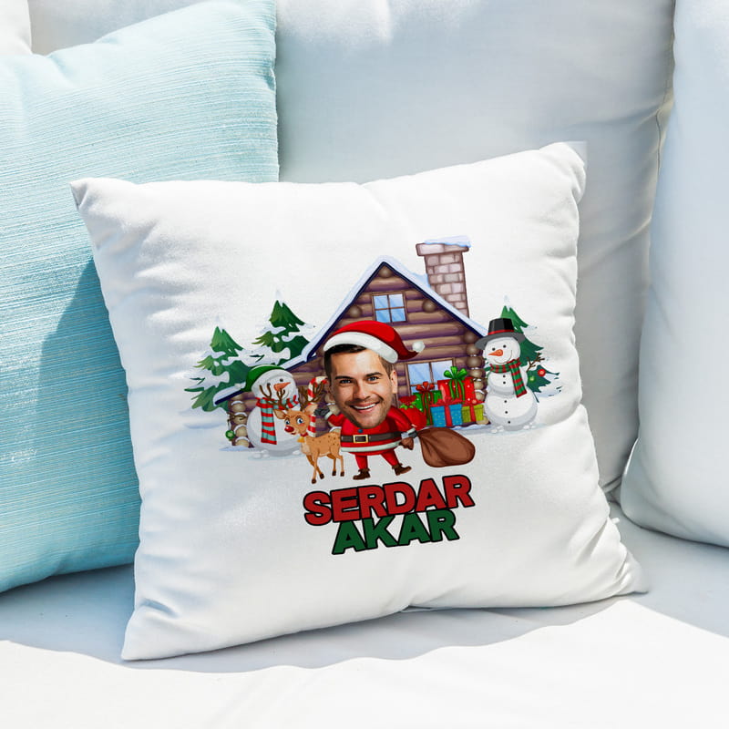 Yeni Yıl Hediyesi Kişiye Özel Karikatür Tasarımlı Yastık