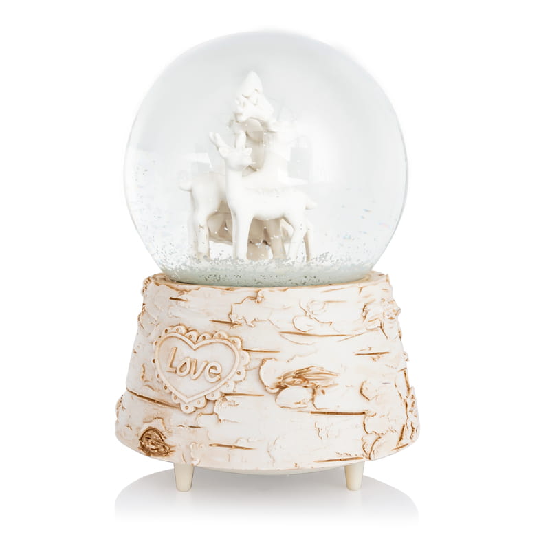 Yeni Yıl Hediyesi Ren Geyiği Tasarımlı Müzikli Kar Küresi