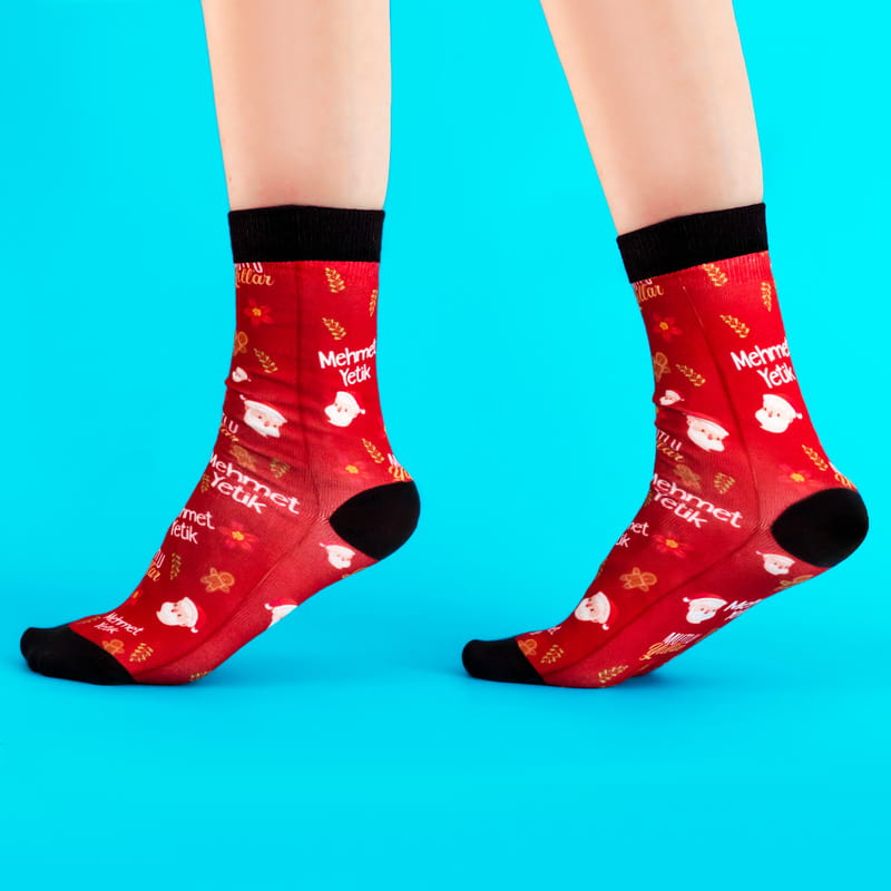 Yeni Yıl Tasarımlı İsme Özel Hediyelik Esprili Çorap