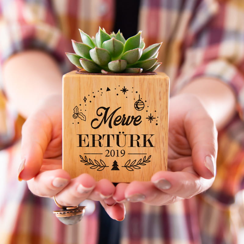Yılbaşı Hediyesi İsme Özel Sukulent Naturacube