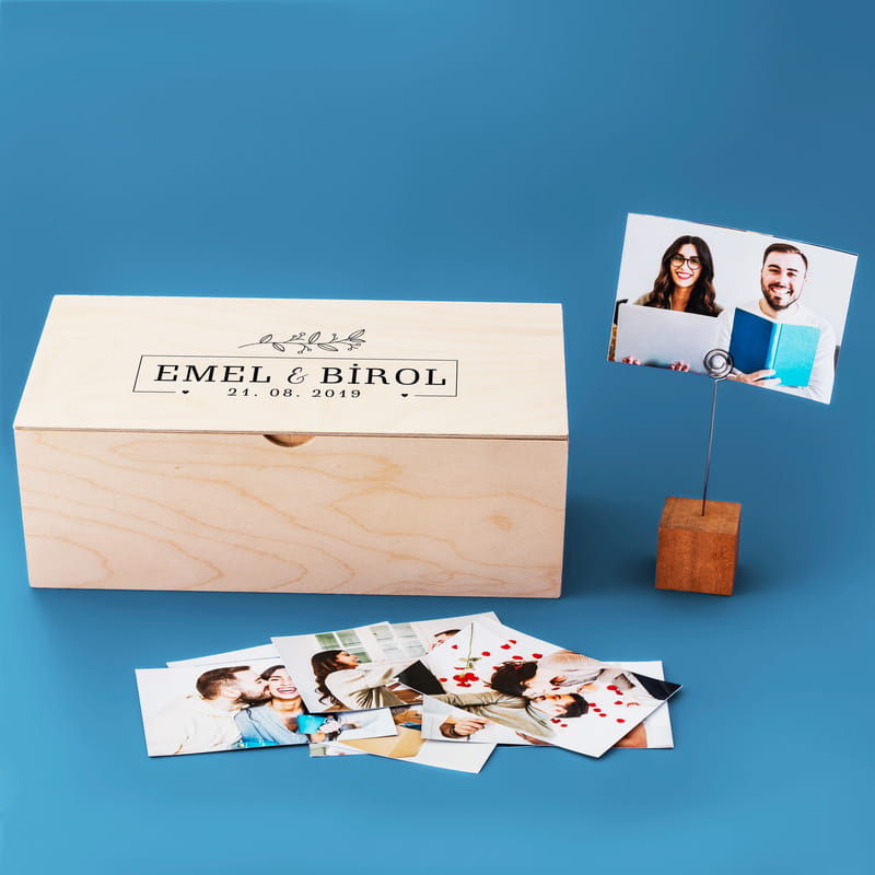 Yıldönümü Hediyesi Ahşap Fotoğraf Kutusu