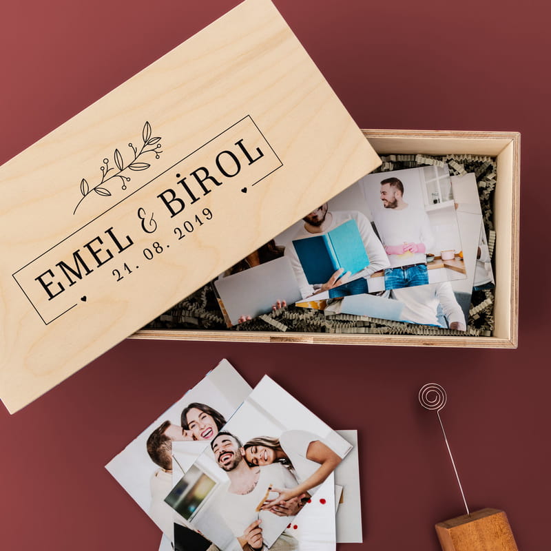 Yıldönümü Hediyesi Ahşap Fotoğraf Kutusu