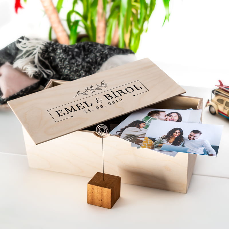 Yıldönümü Hediyesi Ahşap Fotoğraf Kutusu