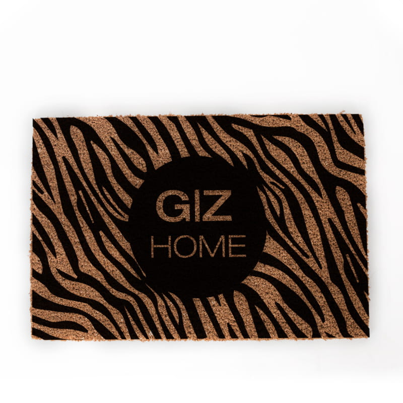 Zebra Desenli Dekoratif Baş Harf Baskılı Ofis Kapı Önü ve Ev İçi Paspas