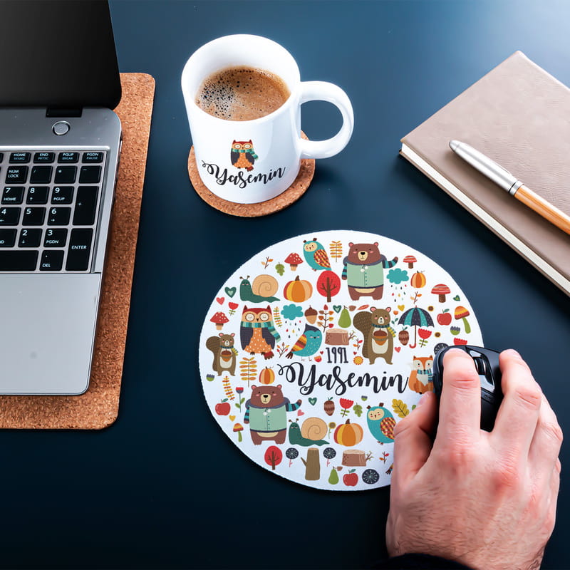 Arkadaşa Doğum Günü Hediyesi Kişiye Özel Kupa Fincan ve Mousepad Seti