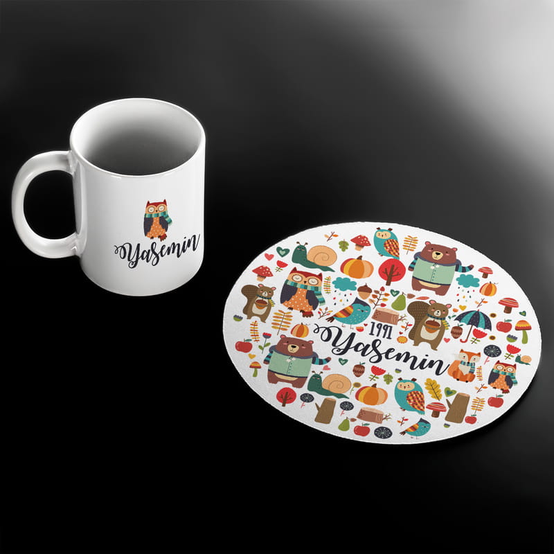 Arkadaşa Doğum Günü Hediyesi Kişiye Özel Kupa Fincan ve Mousepad Seti