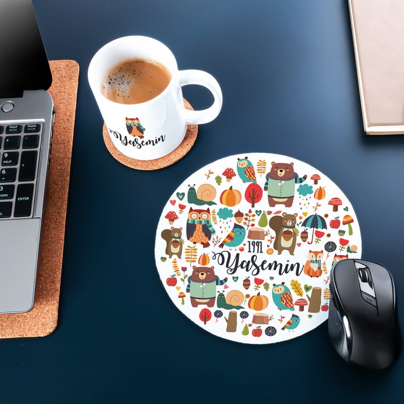 Arkadaşa Doğum Günü Hediyesi Kişiye Özel Kupa Fincan ve Mousepad Seti