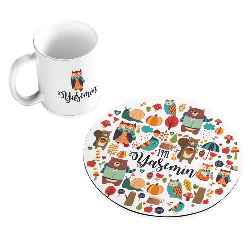 Arkadaşa Doğum Günü Hediyesi Kişiye Özel Kupa Fincan ve Mousepad Seti