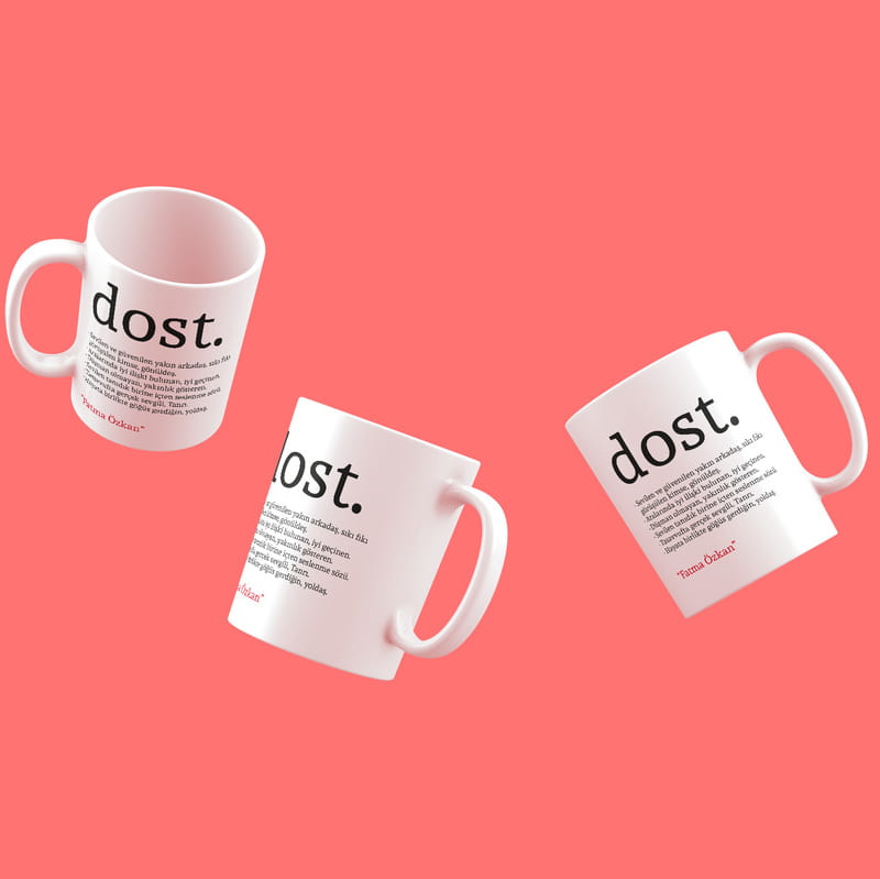 Arkadaşa Hediye Dost Kelime Anlamlı İsme Özel Kupa