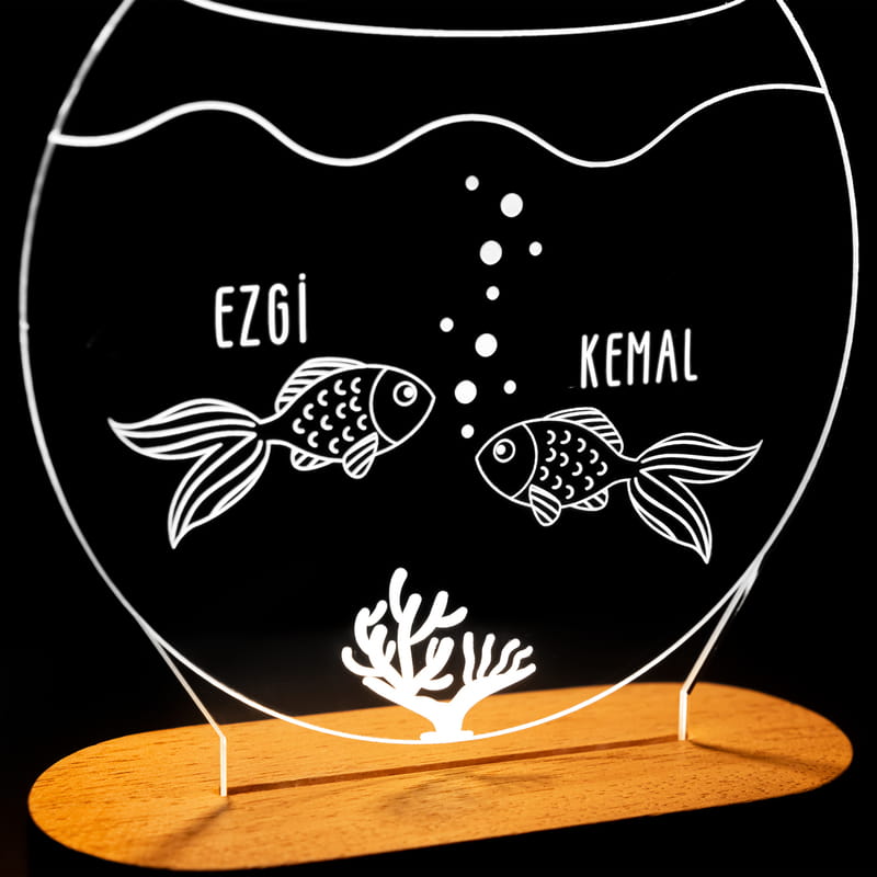Aşık Balıklar Tasarımlı Led Lamba