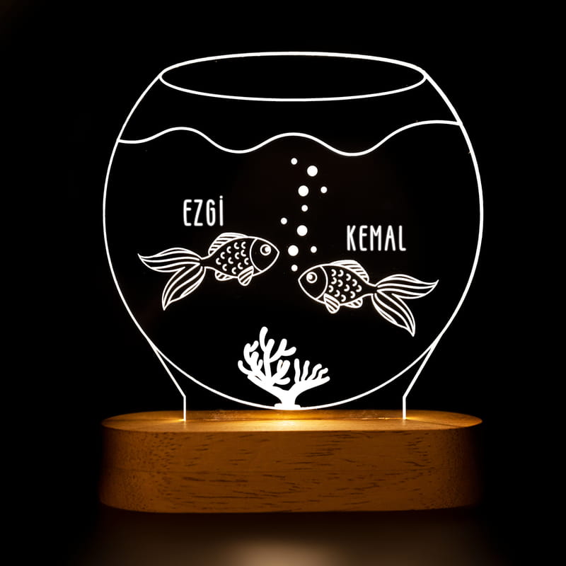 Aşık Balıklar Tasarımlı Led Lamba