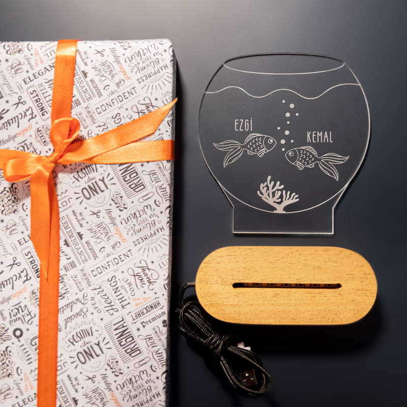 Aşık Balıklar Tasarımlı Led Lamba