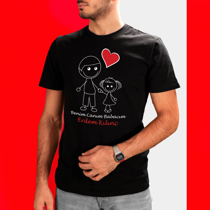 Babalar Günü Hediyesi Baba Kız Tişörtü - %100 Pamuklu Kumaş