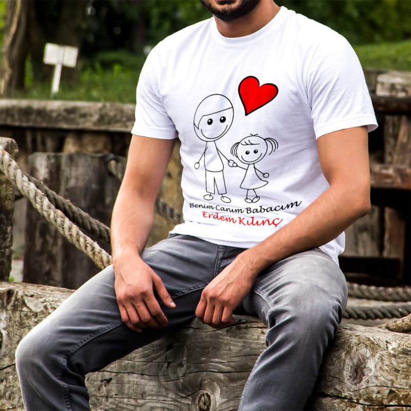 Babalar Günü Hediyesi Baba Kız Tişörtü - %100 Pamuklu Kumaş