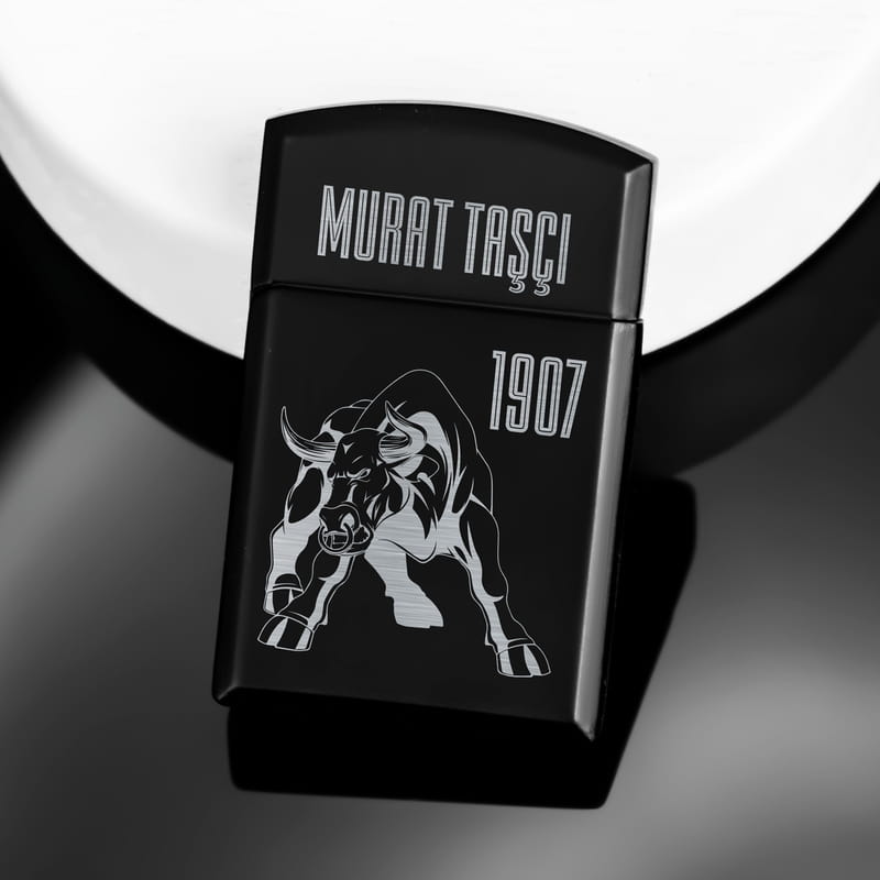 Boğa Tasarımlı Taraftar Hediyesi Siyah Çakmak