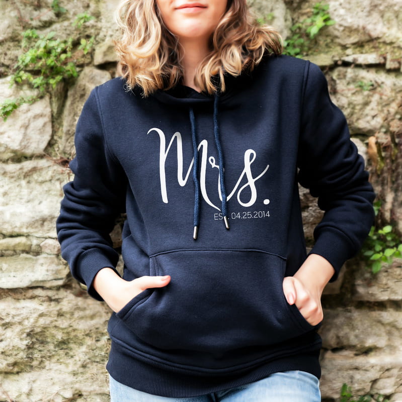 Çiftlere Özel Tarih Yazılı Sevgili Kombini Kapşonlu Sweatshirt - %100 Pamuklu Kumaş