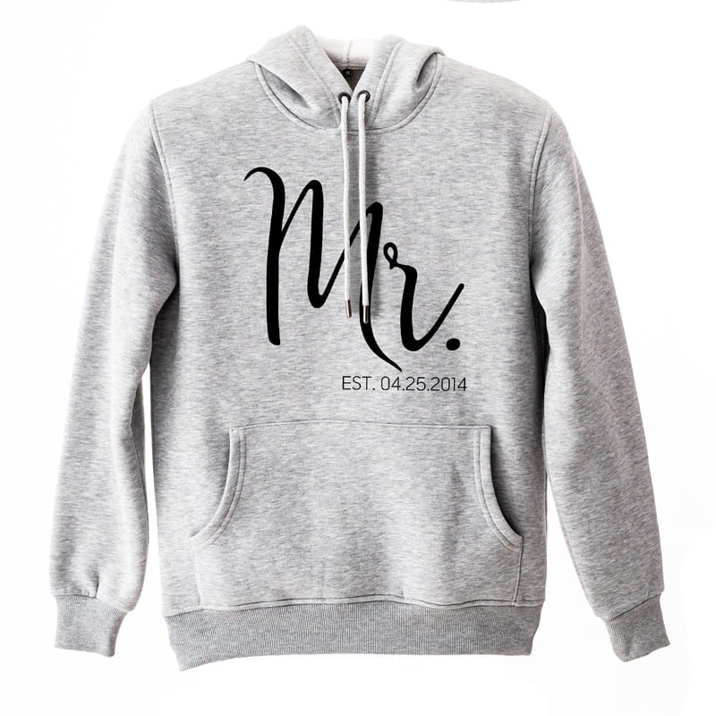 Çiftlere Özel Tarih Yazılı Sevgili Kombini Kapşonlu Sweatshirt - %100 Pamuklu Kumaş