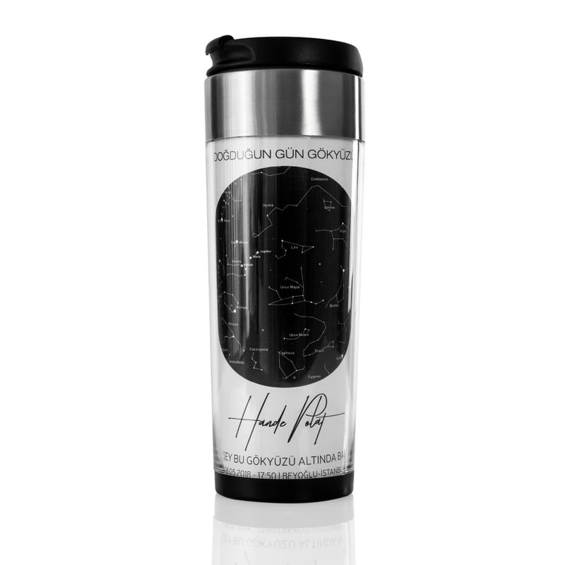 Doğumunda Gökyüzü Yıldız Haritası Tasarımlı İsme Özel Termos