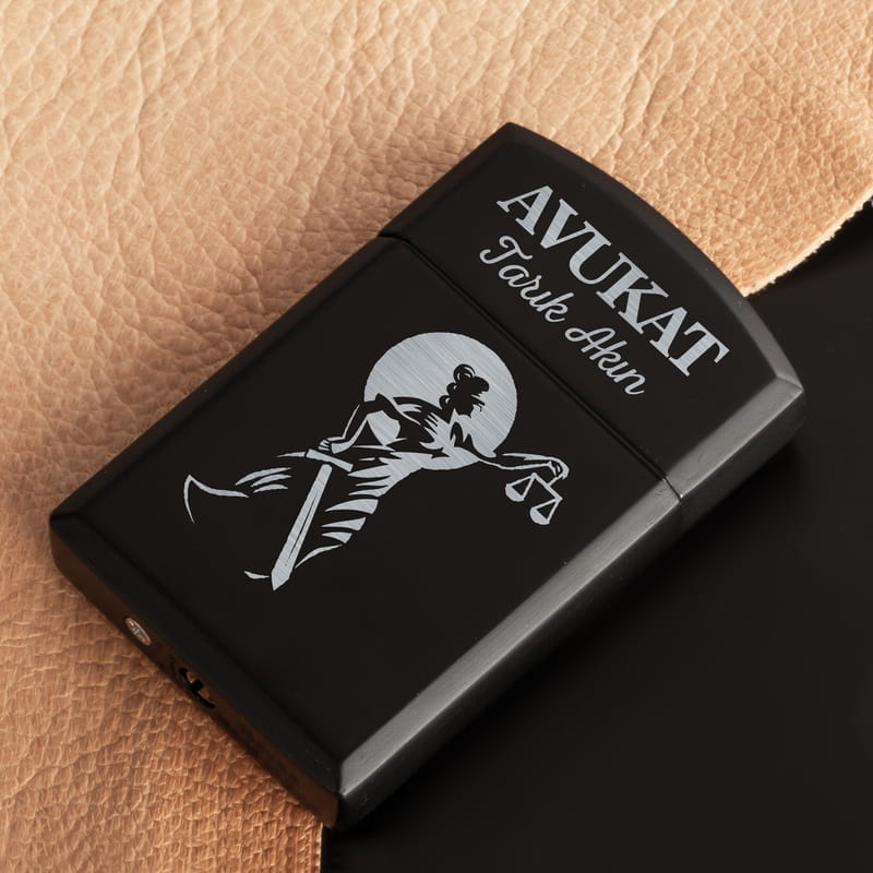 En Dişli Avukata Hediye Metal Siyah Çakmak