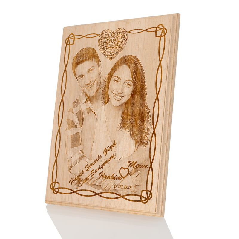 Hayat Seninle Güzel Mesajlı Ahşap foto