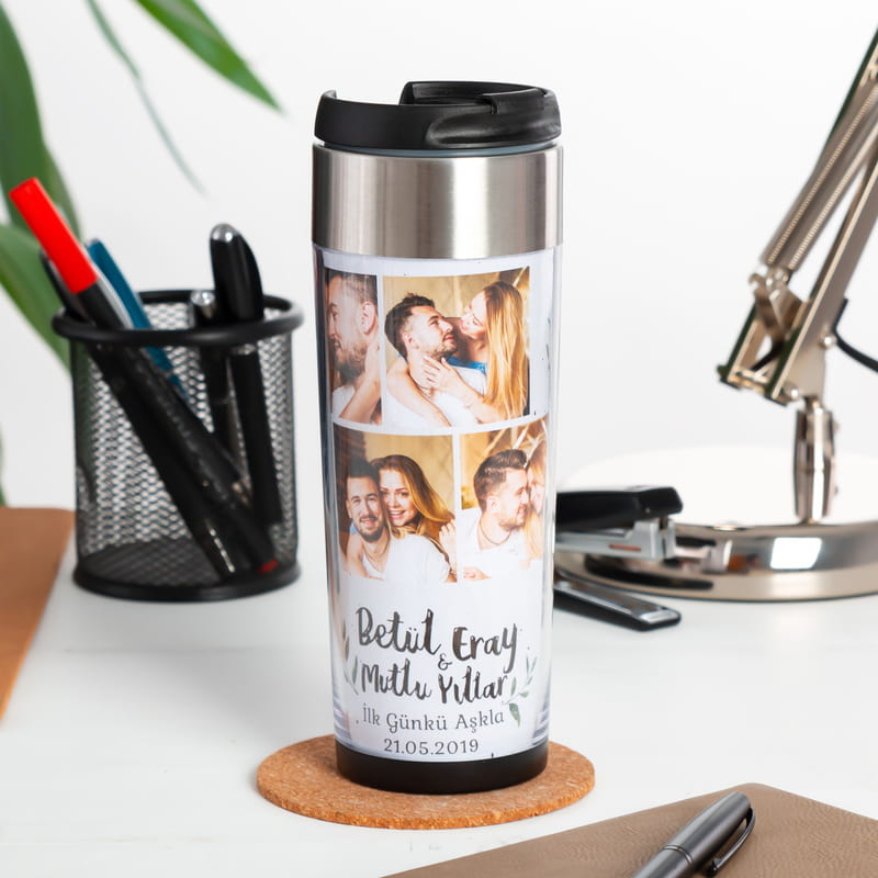 İlk Günkü Aşkla Fotoğraf Baskılı İsme Özel Termos