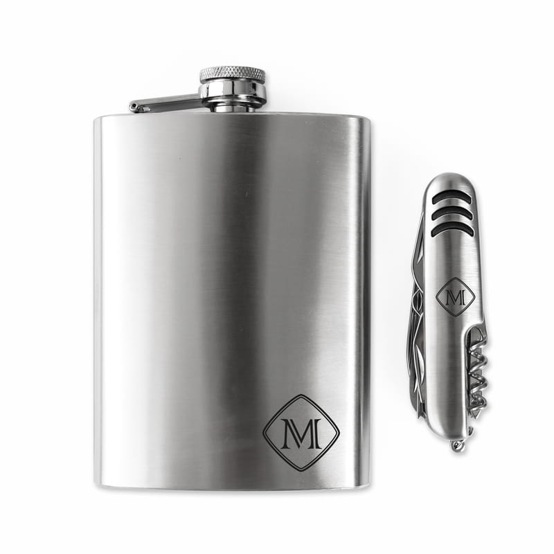 İsme Özel Hediye Kutulu Metal Matara Çakı Seti