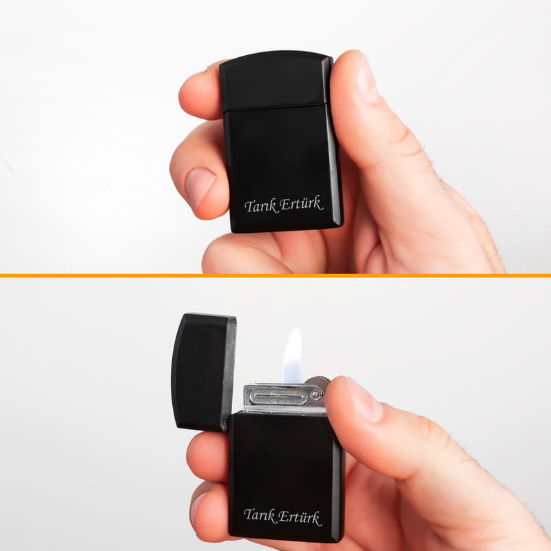 İsme Özel İmza Metal Siyah Çakmak