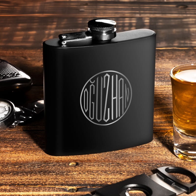 İsme Özel Monogram Tasarımlı Çelik Matara