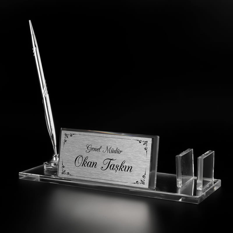İsme Özel Şeffaf Kristal Masaüstü İsimliği