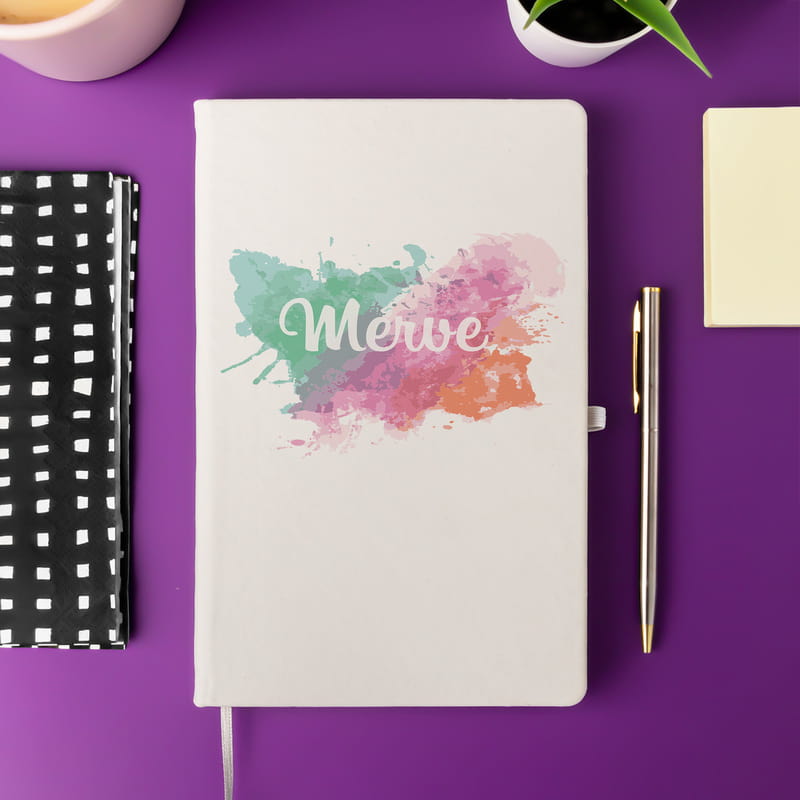 İsme Özel Sulu Boya Efektli Defter