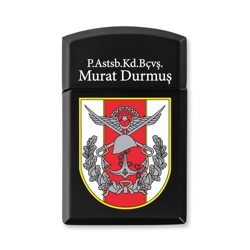 İsme Özel Türk Silahlı Kuvvetleri Logolu Siyah Çakmak