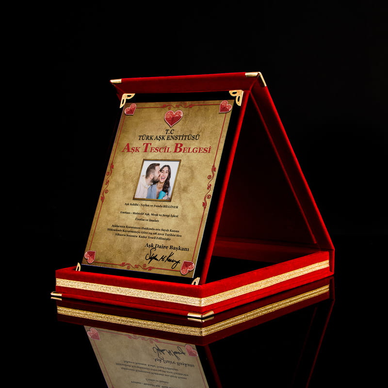 Kişiye Özel Fotoğraflı Aşk Tescil Plaketi