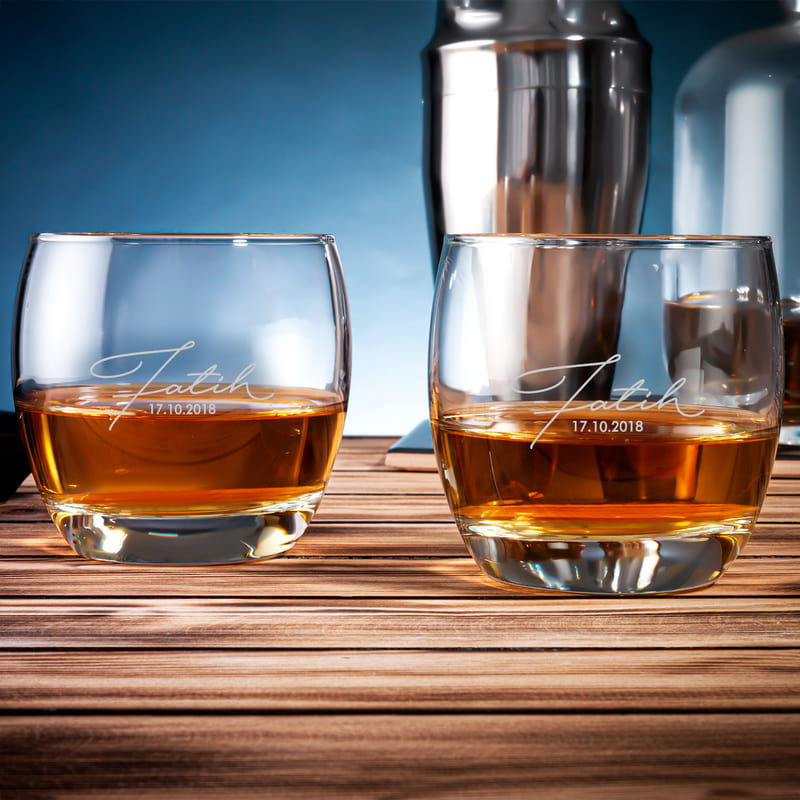 Kişiye Özel İmza Tasarımlı 2'li Viski Bardak Seti