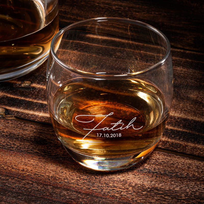 Kişiye Özel İmza Tasarımlı 2'li Viski Bardak Seti