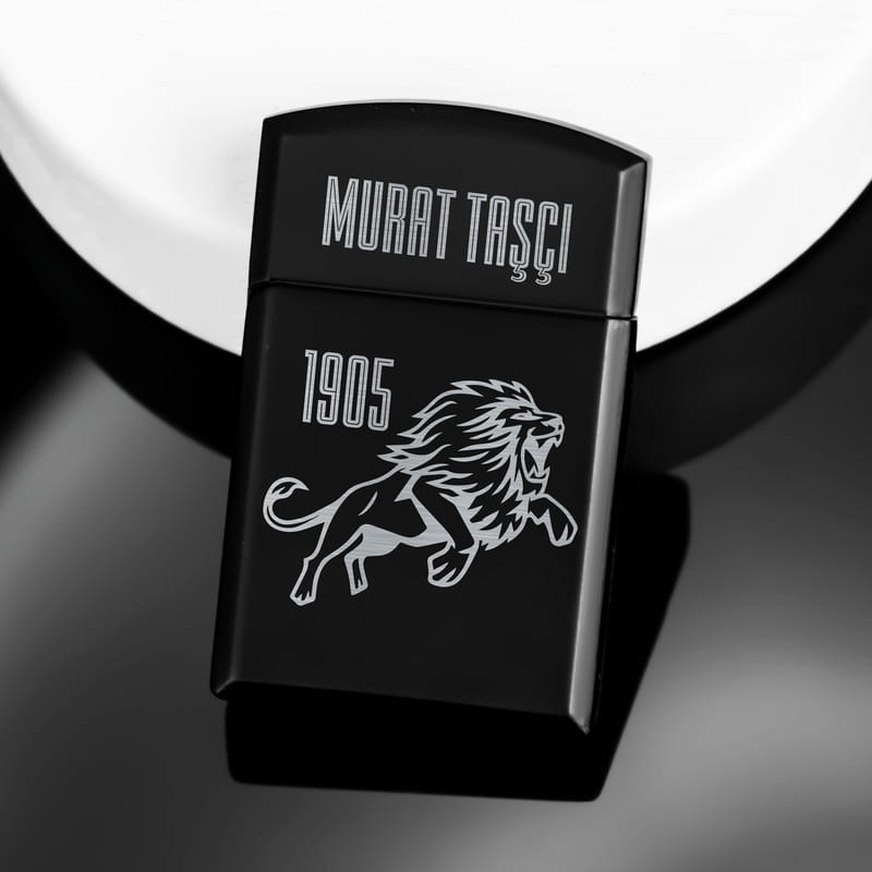 Kükreyen Aslan Baskılı Taraftar Hediyesi Siyah Çakmak