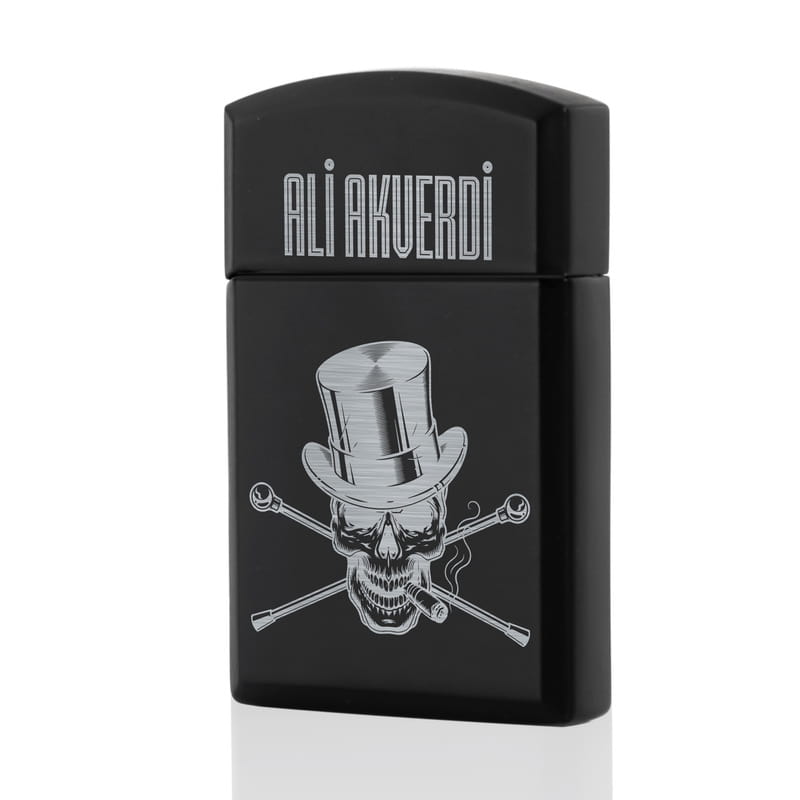 Kurukafa Baskılı Metal Siyah Çakmak